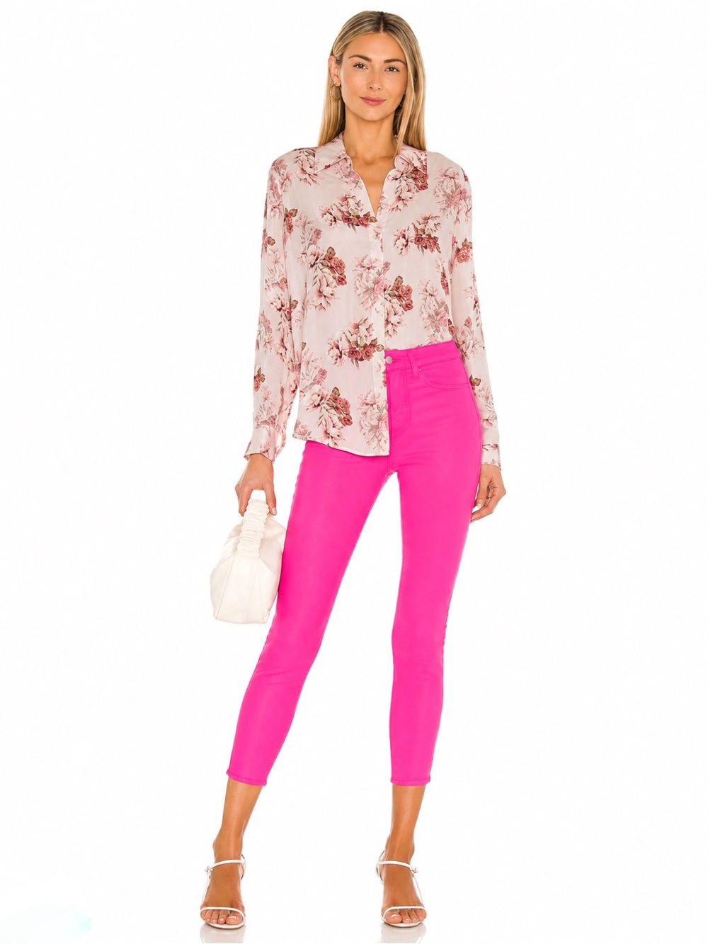 L'AGENCE Margot Rose Pink Coated Mid Rise Skinny Ankle Jeans, Size 26
